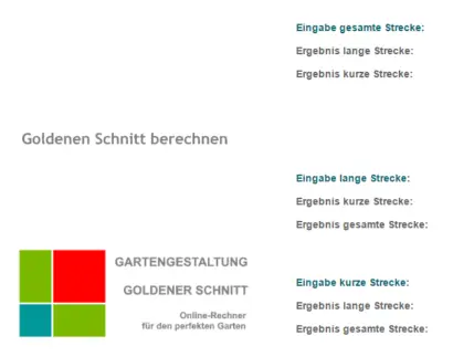 goldener-schnitt-rechner Sie werden weitergeleitet zu: gartengestaltung-goldenerschnitt.de/goldener-schnitt-rechner